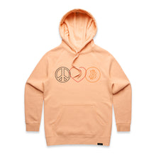 Load image into Gallery viewer, Peace, Love, & Bitcoin Hoodie Sweatshirt