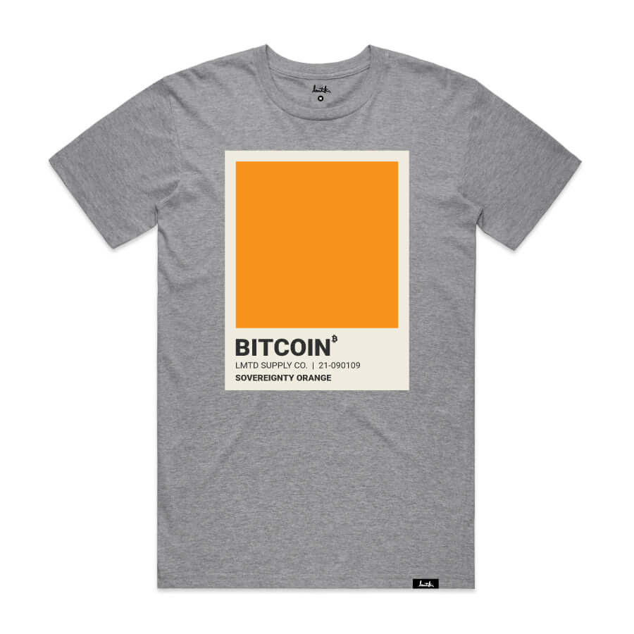 Sovereignty Orange Pantone Bitcoin T-Shirt - Grey