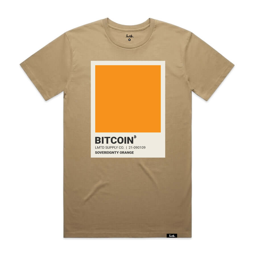 Sovereignty Orange Pantone Bitcoin T-Shirt - Tan