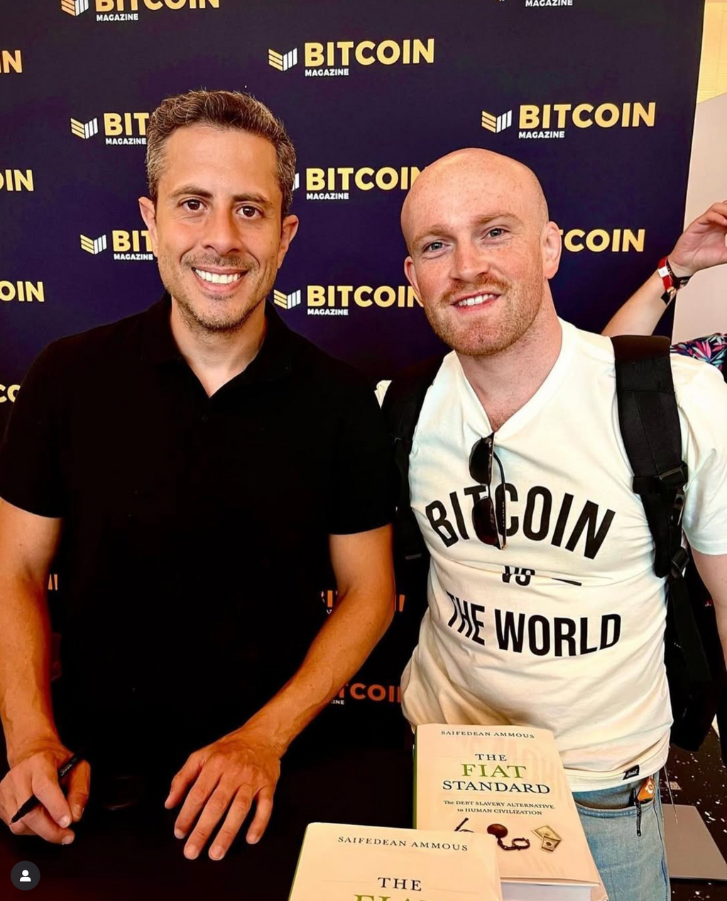 Saifedean Ammous author of The Bitcoin Standard with Alex McShane at Bitcoin Magazine's Bitcoin Conference
