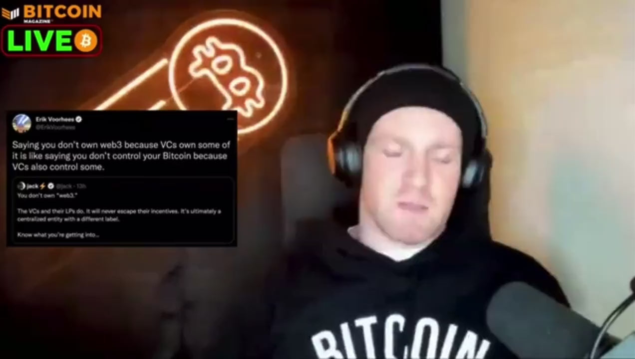 Bitcoin Magazine's Alex McShane in LMTD Supply Co's Bitcoin versus the World Sweatshirt - Bitcoin merch