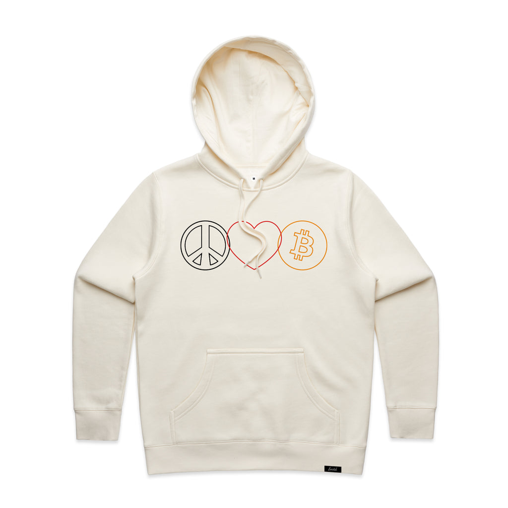 Peace, Love, & Bitcoin Hoodie Sweatshirt