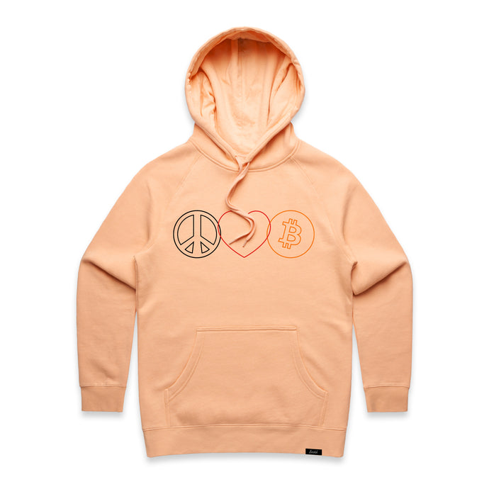 Peace, Love, & Bitcoin Hoodie Sweatshirt